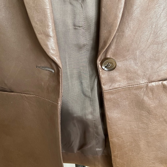 VINCE Leather Blazer jacket lamb skin taupe color, NWT - Picture 8 of 15